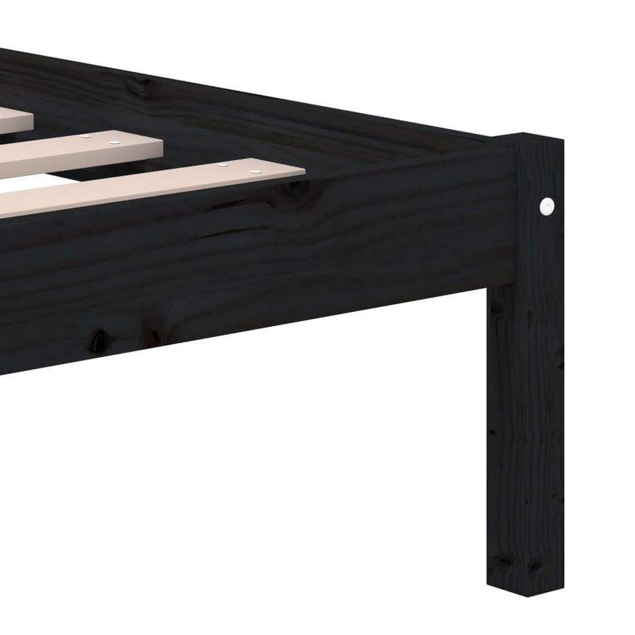 Bedframe Massief Grenenhout 140 x 190 cm Zwart