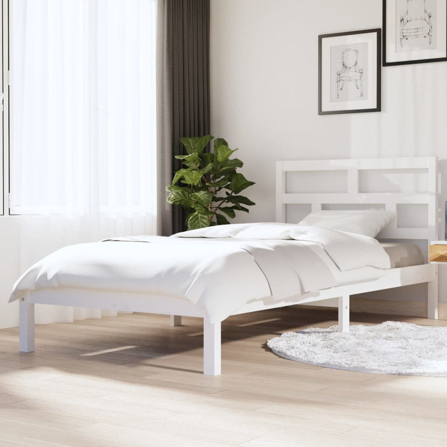 Bedframe Massief Grenenhout 90 x 200 cm Wit