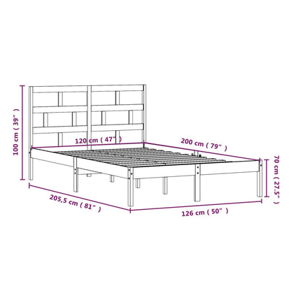 Bedframe Massief Grenenhout 120 x 200 cm Wit
