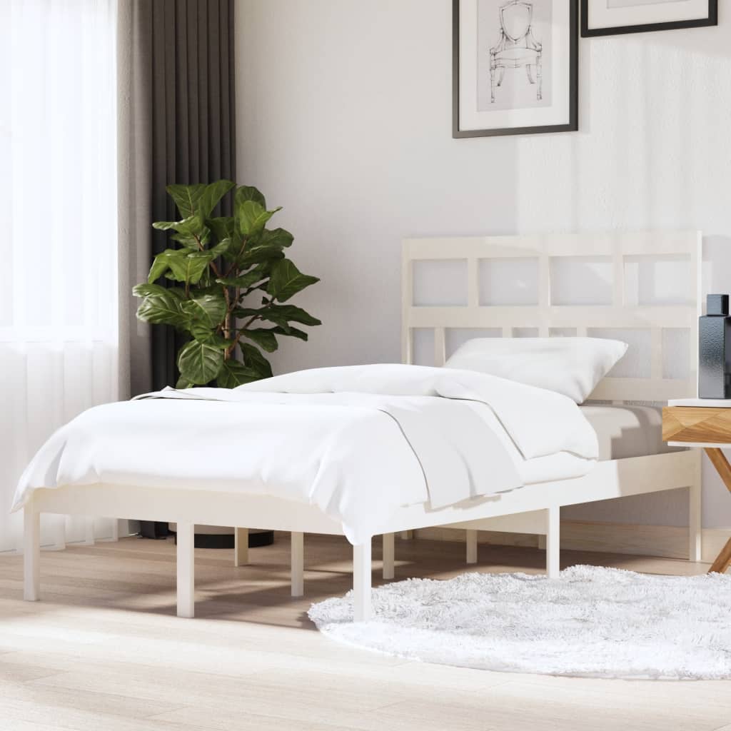 Bedframe Massief Grenenhout 120 x 200 cm Wit