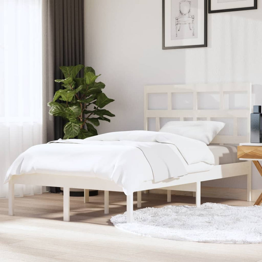 Bedframe Massief Grenenhout 120 x 200 cm Wit