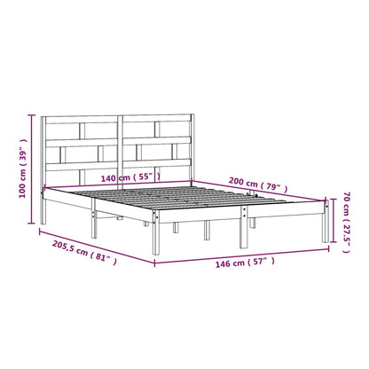 Bedframe Massief Grenenhout 140 x 200 cm Wit