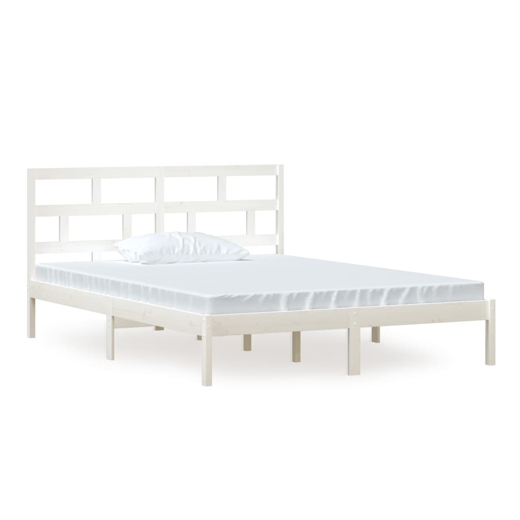 Bedframe Massief Hout 5Ft King Size 150 x 200 cm Wit