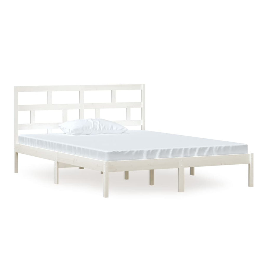 Bedframe Massief Hout 5Ft King Size 150 x 200 cm Wit