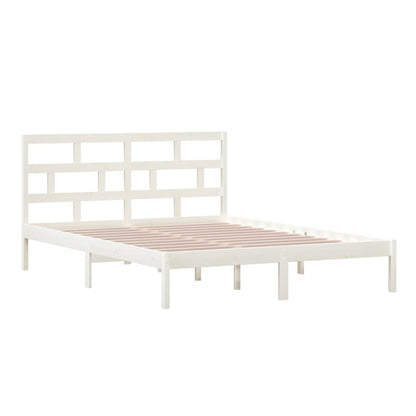 Bedframe Massief Hout 5Ft King Size 150 x 200 cm Wit