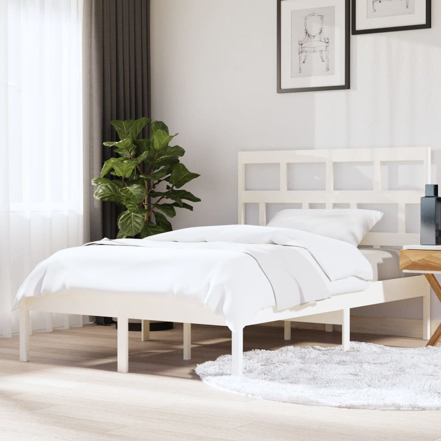 Bedframe Massief Hout 5Ft King Size 150 x 200 cm Wit