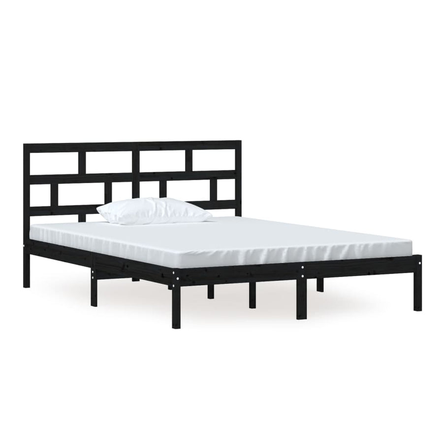 Bedframe Massief Hout 5Ft King Size 150 x 200 cm Zwart