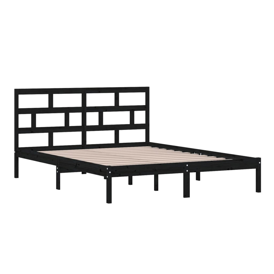 Bedframe Massief Hout 5Ft King Size 150 x 200 cm Zwart