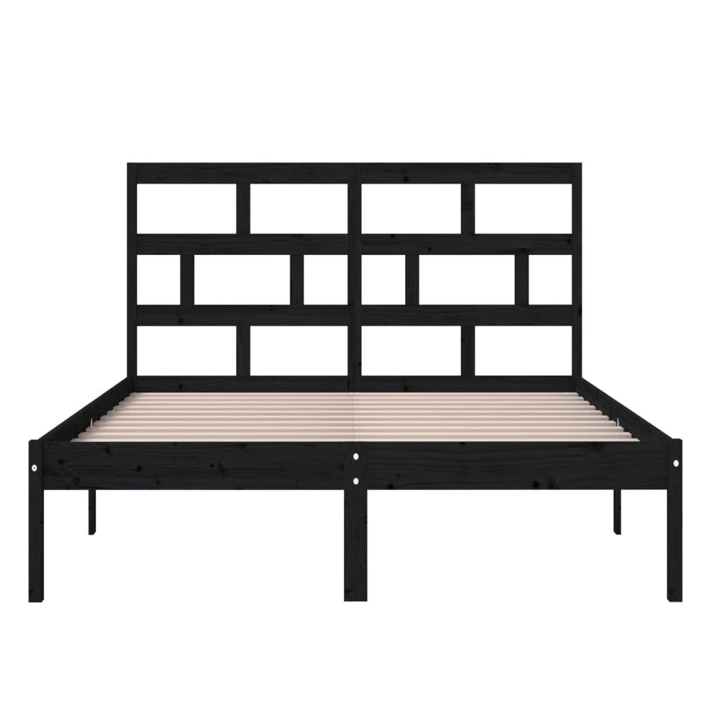 Bedframe Massief Hout 5Ft King Size 150 x 200 cm Zwart