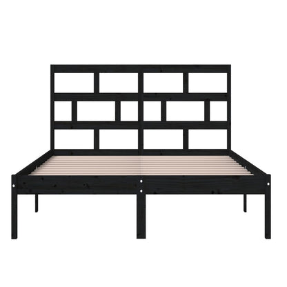 Bedframe Massief Hout 5Ft King Size 150 x 200 cm Zwart