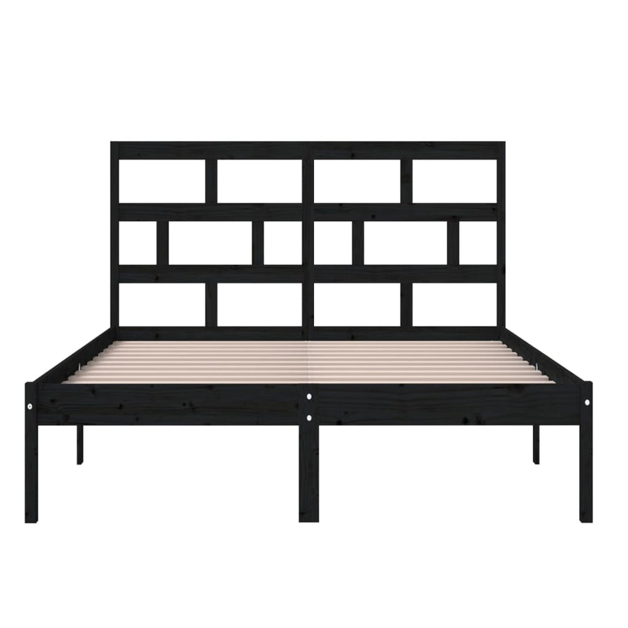 Bedframe Massief Hout 5Ft King Size 150 x 200 cm Zwart