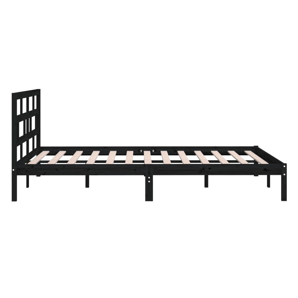 Bedframe Massief Hout 5Ft King Size 150 x 200 cm Zwart