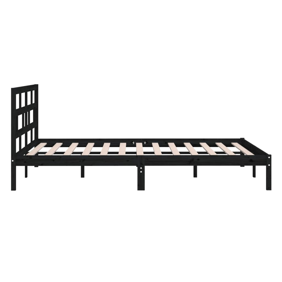 Bedframe Massief Hout 5Ft King Size 150 x 200 cm Zwart