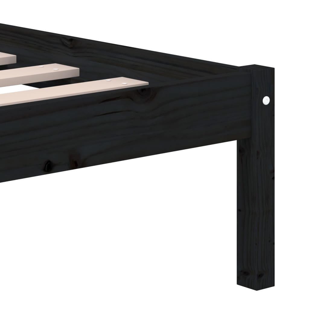 Bedframe Massief Hout 5Ft King Size 150 x 200 cm Zwart