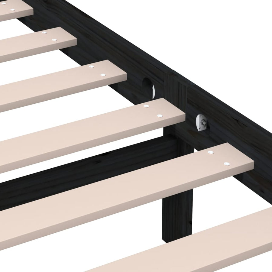 Bedframe Massief Hout 5Ft King Size 150 x 200 cm Zwart