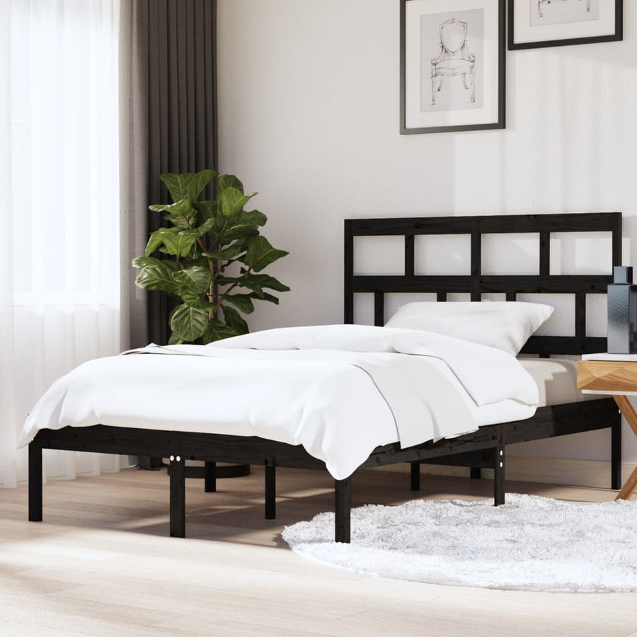 Bedframe Massief Hout 5Ft King Size 150 x 200 cm Zwart