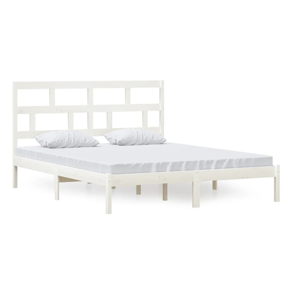 Bedframe Massief Grenenhout 160 x 200 cm Wit