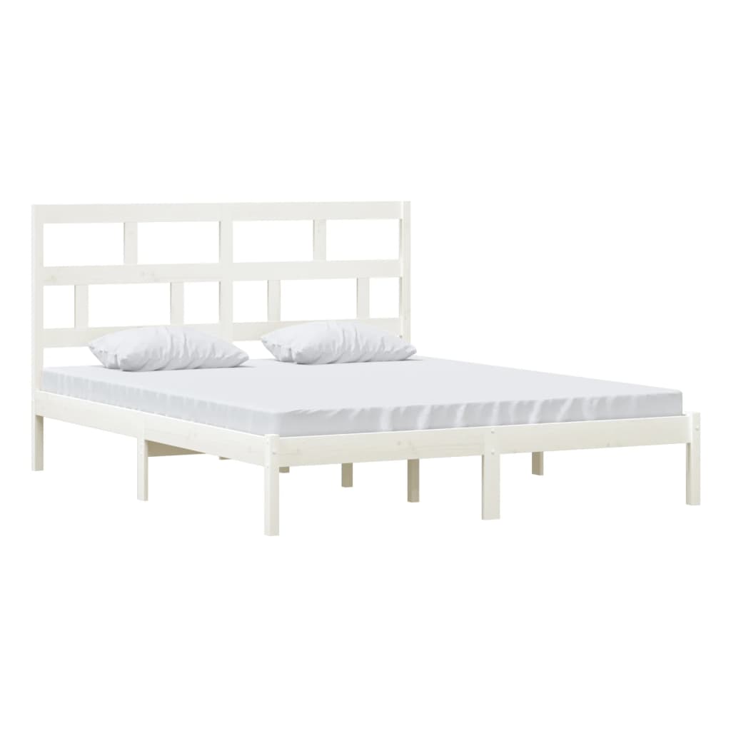 Bedframe Massief Grenenhout 160 x 200 cm Wit