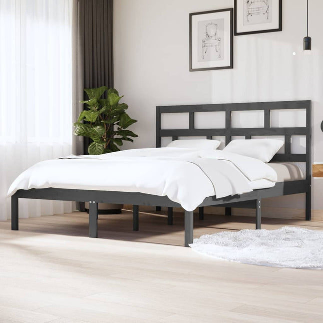 Bedframe Massief Grenenhout 160 x 200 cm Grijs