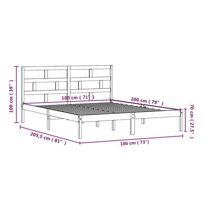 Bedframe Massief Hout 6Ft Super King 180 x 200 cm Wit
