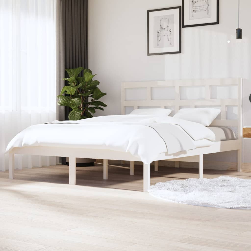 Bedframe Massief Hout 6Ft Super King 180 x 200 cm Wit