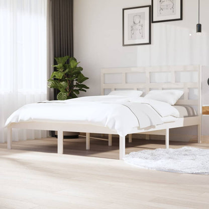 Bedframe Massief Hout 6Ft Super King 180 x 200 cm Wit