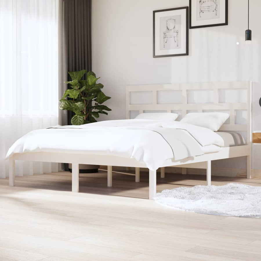 Bedframe Massief Hout 6Ft Super King 180 x 200 cm Wit