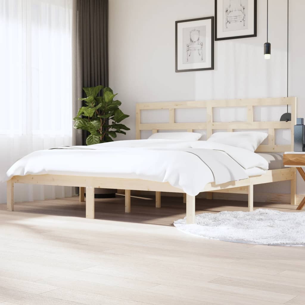 Bedframe Massief Grenenhout 200 x 200 cm Naturel