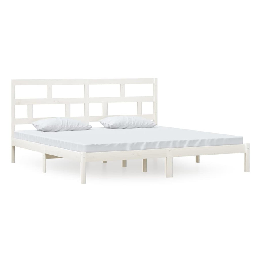 Bedframe Massief Grenenhout 200 x 200 cm Wit
