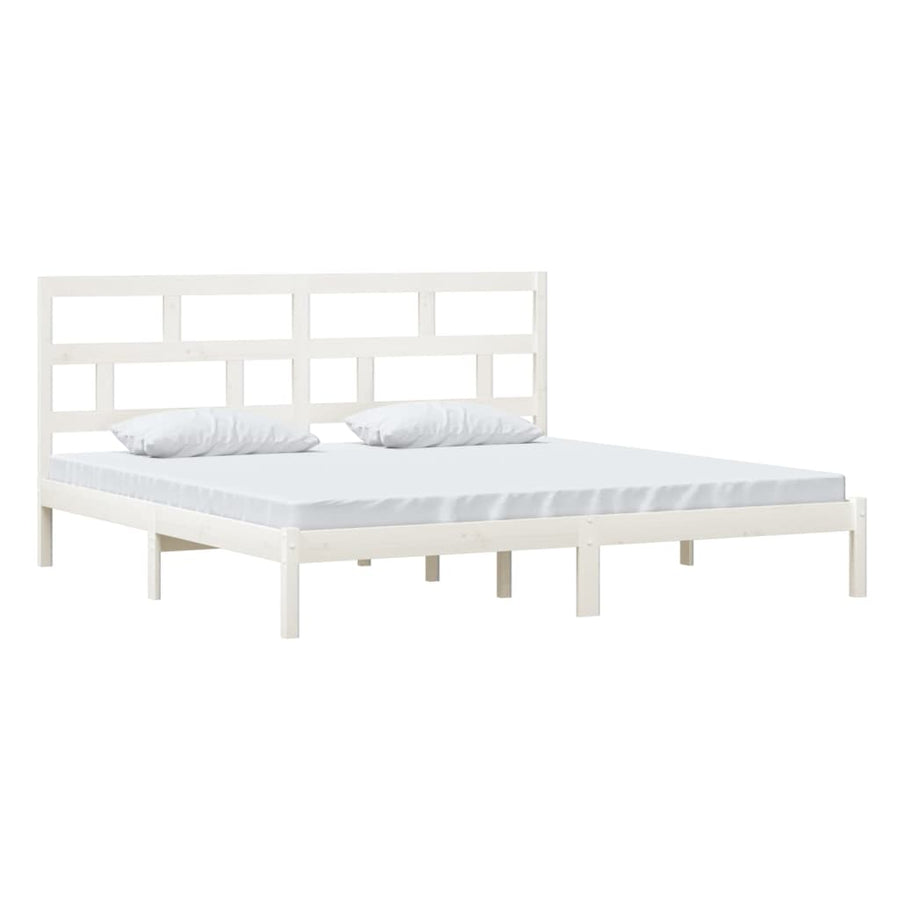 Bedframe Massief Grenenhout 200 x 200 cm Wit