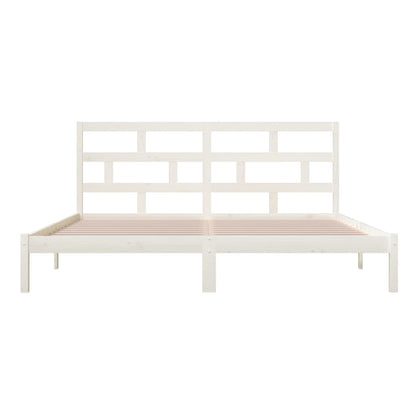 Bedframe Massief Grenenhout 200 x 200 cm Wit