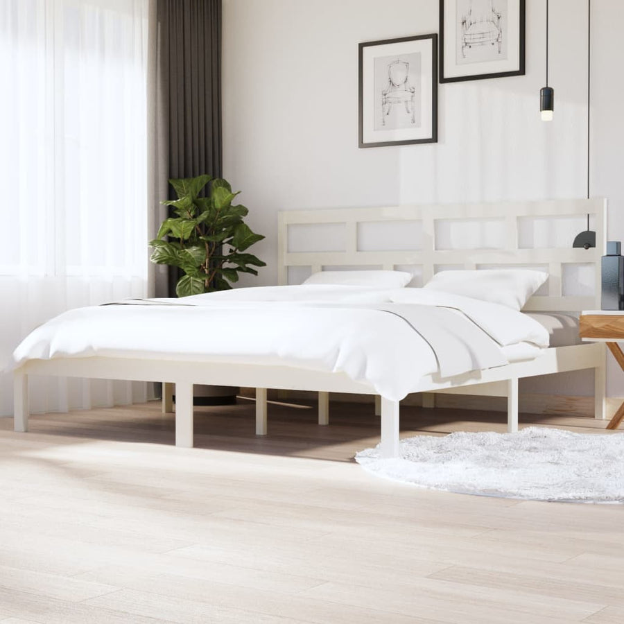 Bedframe Massief Grenenhout 200 x 200 cm Wit