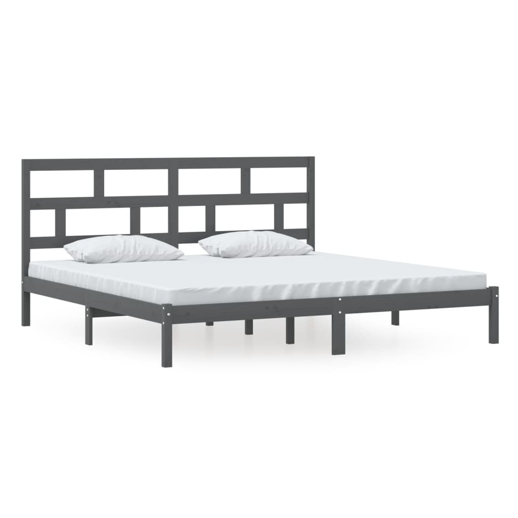 Bedframe Massief Grenenhout 200 x 200 cm Grijs