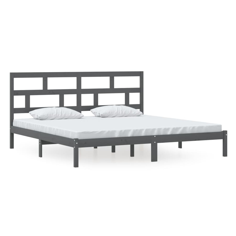 Bedframe Massief Grenenhout 200 x 200 cm Grijs