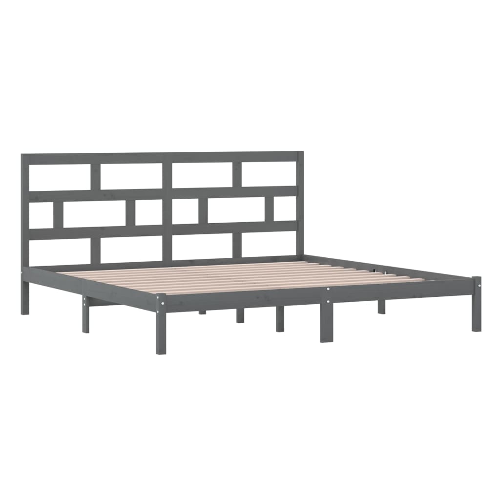 Bedframe Massief Grenenhout 200 x 200 cm Grijs
