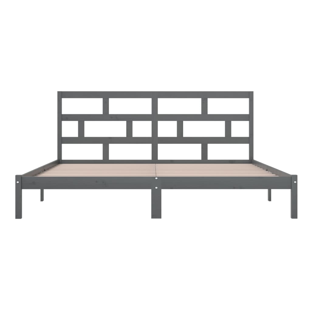 Bedframe Massief Grenenhout 200 x 200 cm Grijs