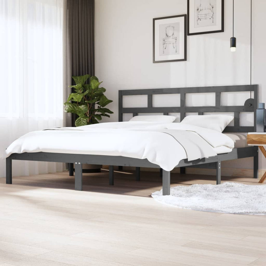 Bedframe Massief Grenenhout 200 x 200 cm Grijs