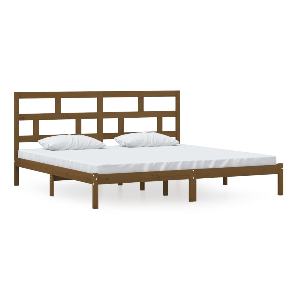 Bedframe Massief Grenenhout 200 x 200 cm Honingbruin