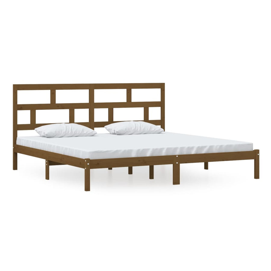 Bedframe Massief Grenenhout 200 x 200 cm Honingbruin