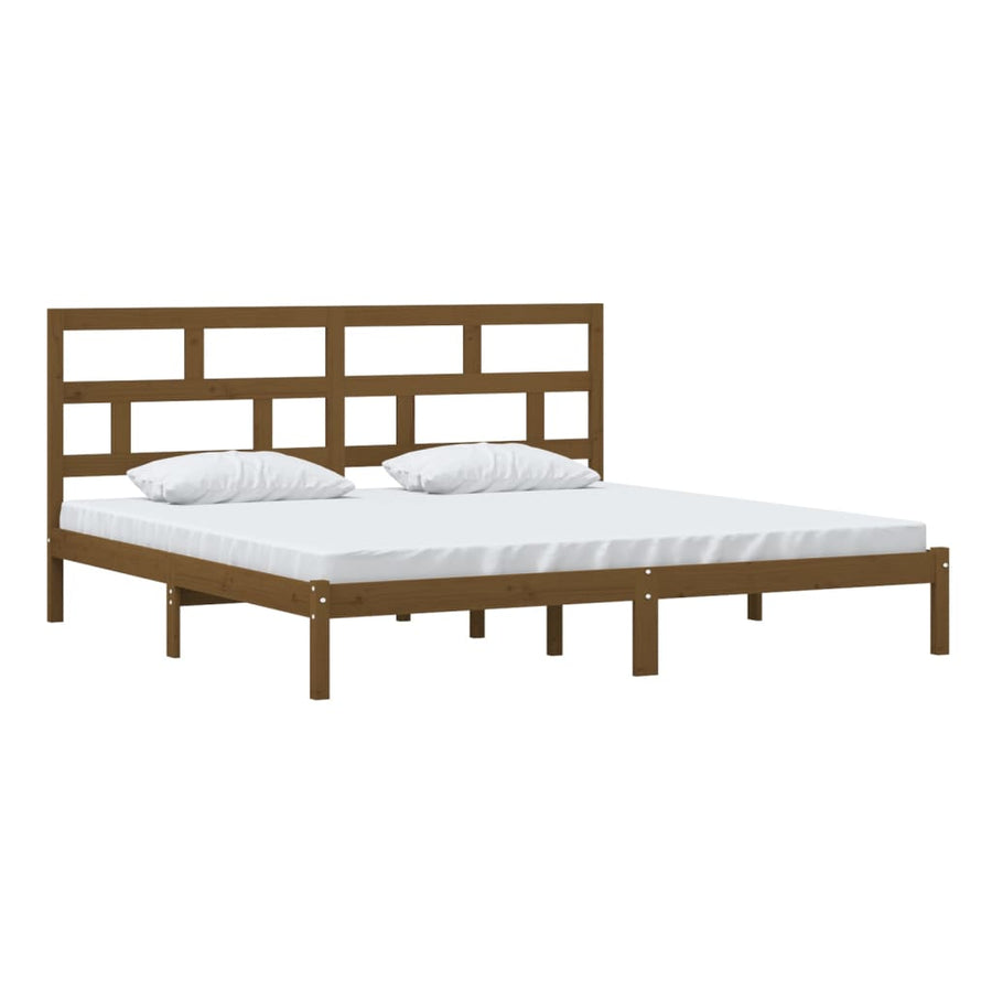 Bedframe Massief Grenenhout 200 x 200 cm Honingbruin