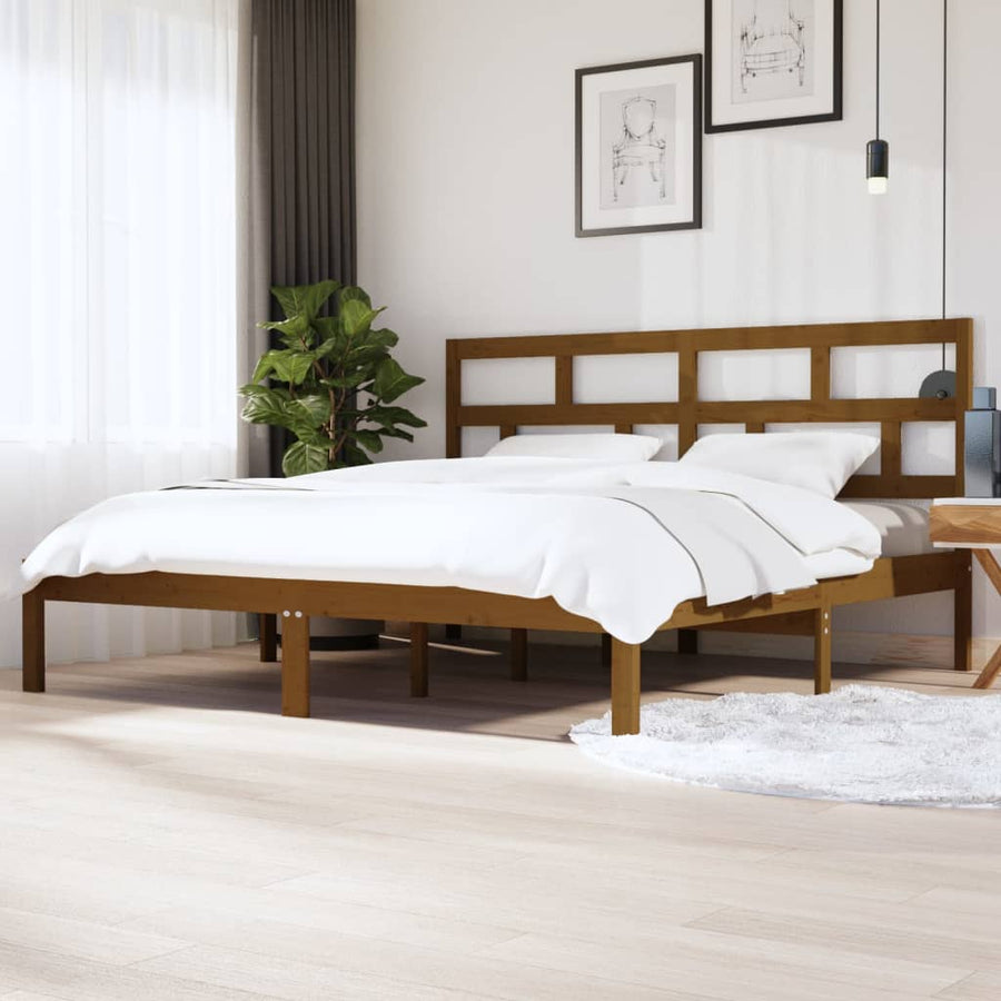Bedframe Massief Grenenhout 200 x 200 cm Honingbruin