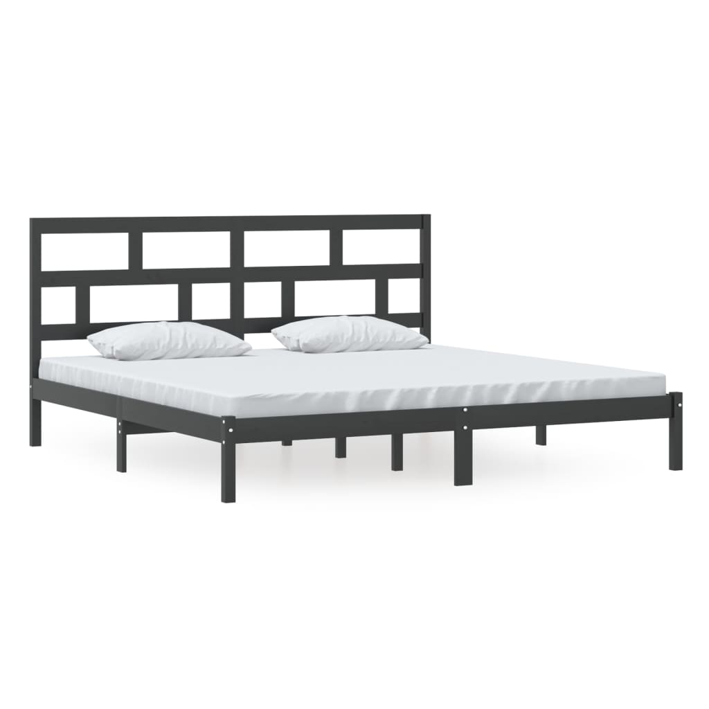Bedframe Massief Grenenhout 200 x 200 cm Zwart