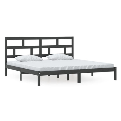 Bedframe Massief Grenenhout 200 x 200 cm Zwart
