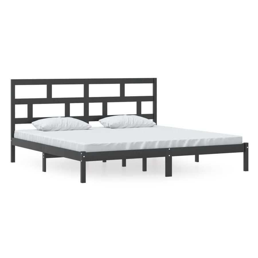 Bedframe Massief Grenenhout 200 x 200 cm Zwart