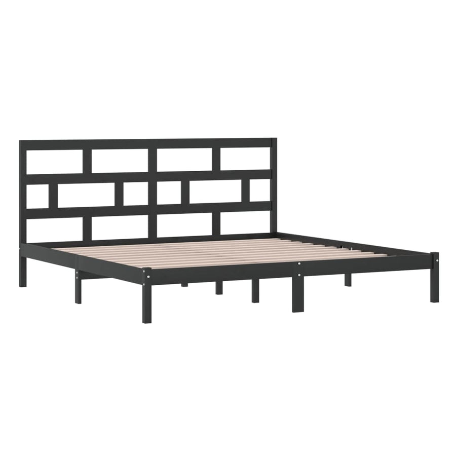 Bedframe Massief Grenenhout 200 x 200 cm Zwart