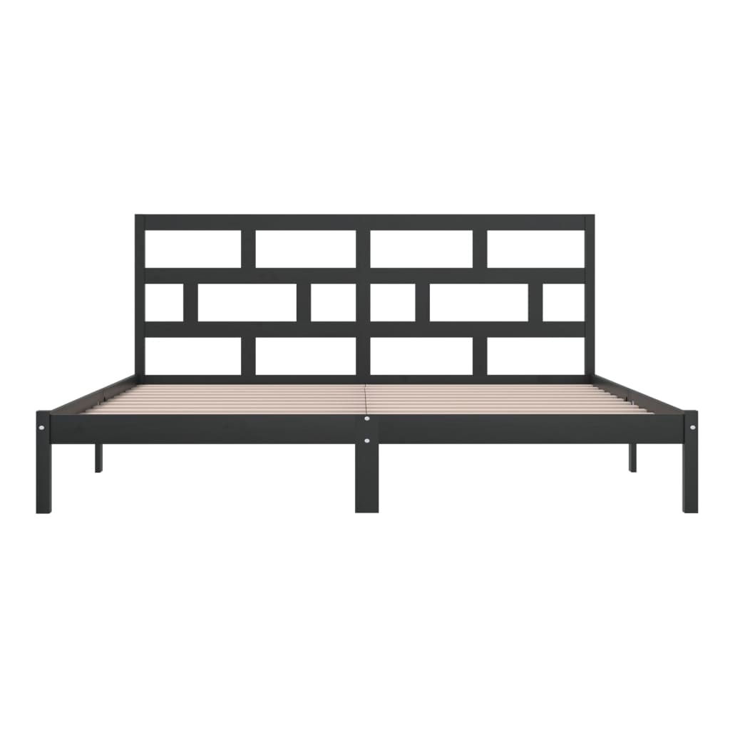 Bedframe Massief Grenenhout 200 x 200 cm Zwart