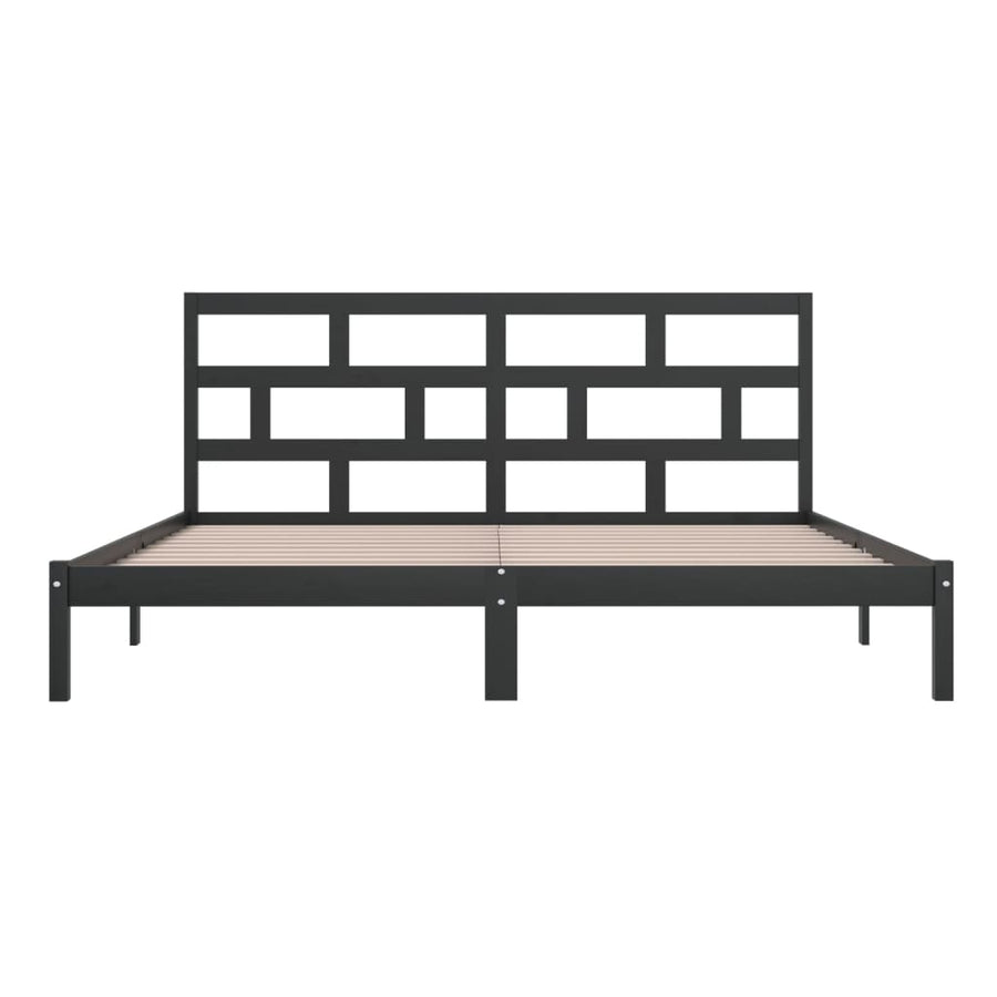 Bedframe Massief Grenenhout 200 x 200 cm Zwart