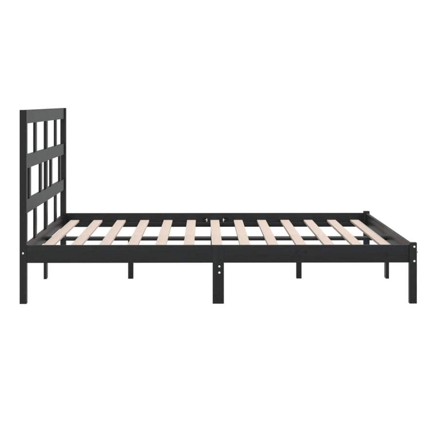 Bedframe Massief Grenenhout 200 x 200 cm Zwart