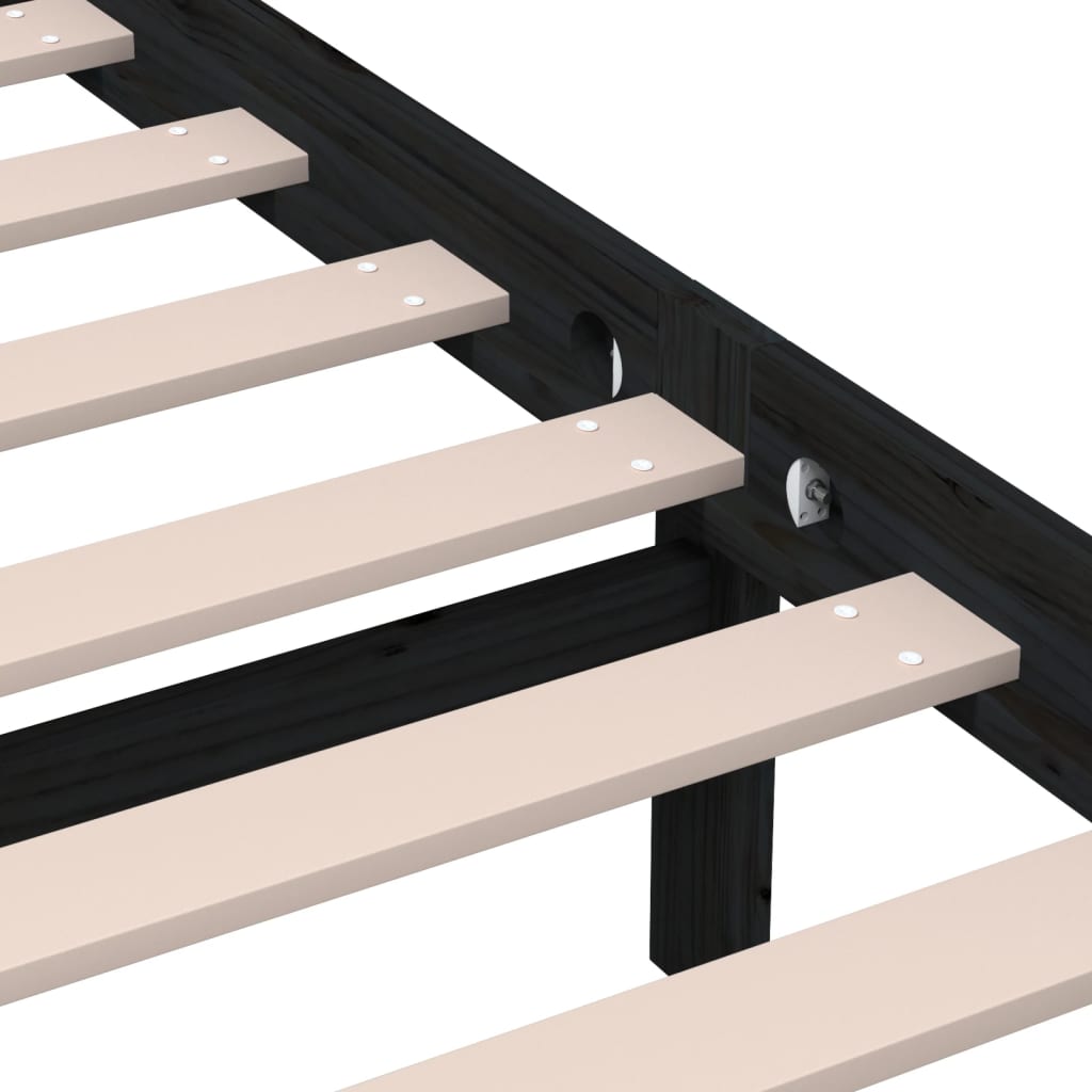 Bedframe Massief Grenenhout 200 x 200 cm Zwart