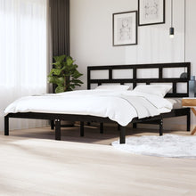 Bedframe Massief Grenenhout 200 x 200 cm Zwart